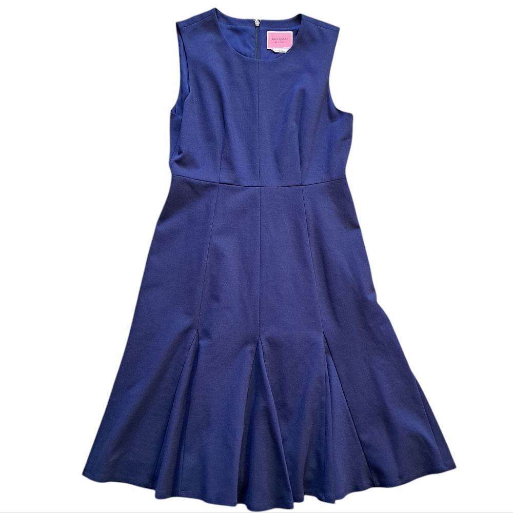 Kate Spade New York Sleeveless Ponte Drop Waist Office Siren Dress Sz 6 Navy
